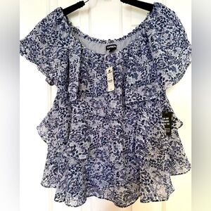 NWT*Express Blue Floral Blouse